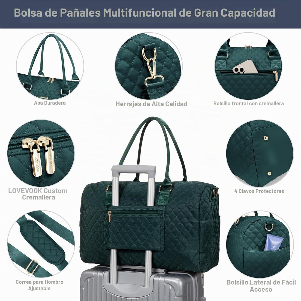 LOVEVOOK - Bolso para pañales con estuche para chupete y cambiador,...