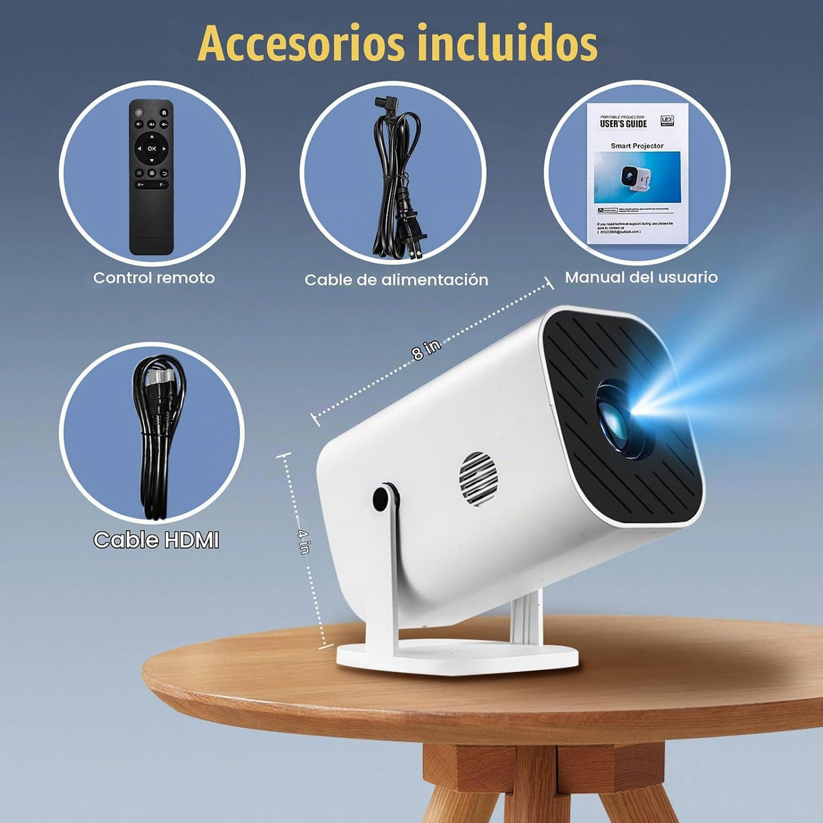 Mini proyector YGSKK con Wifi y Bluetooth, aplicaciones integradas,...