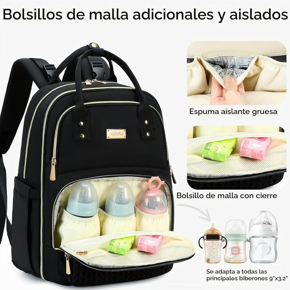 AIJIEKE Mochila para pañales, Mochila para pañales multifuncional g...