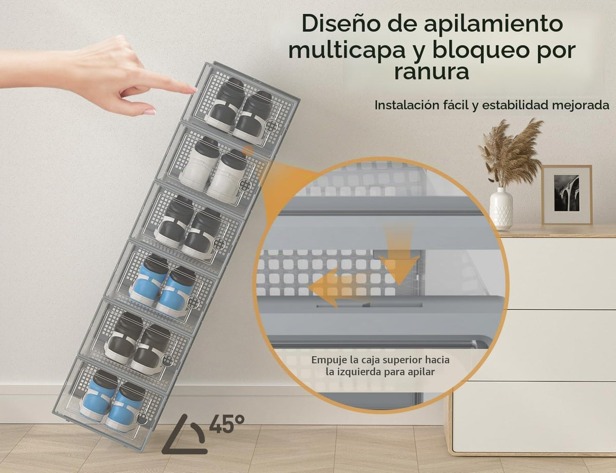 Kuject Cajas de almacenamiento de zapatos extragrandes, paquete de...