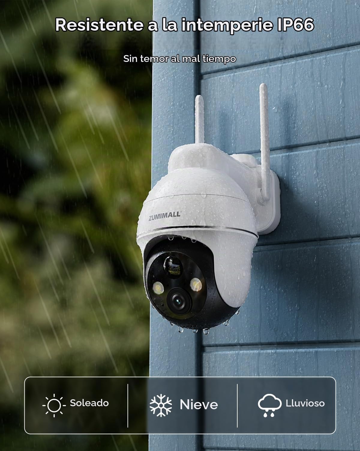 ZUMIMALL Cámaras de seguridad 2K inalámbricas para exteriores, cáma...