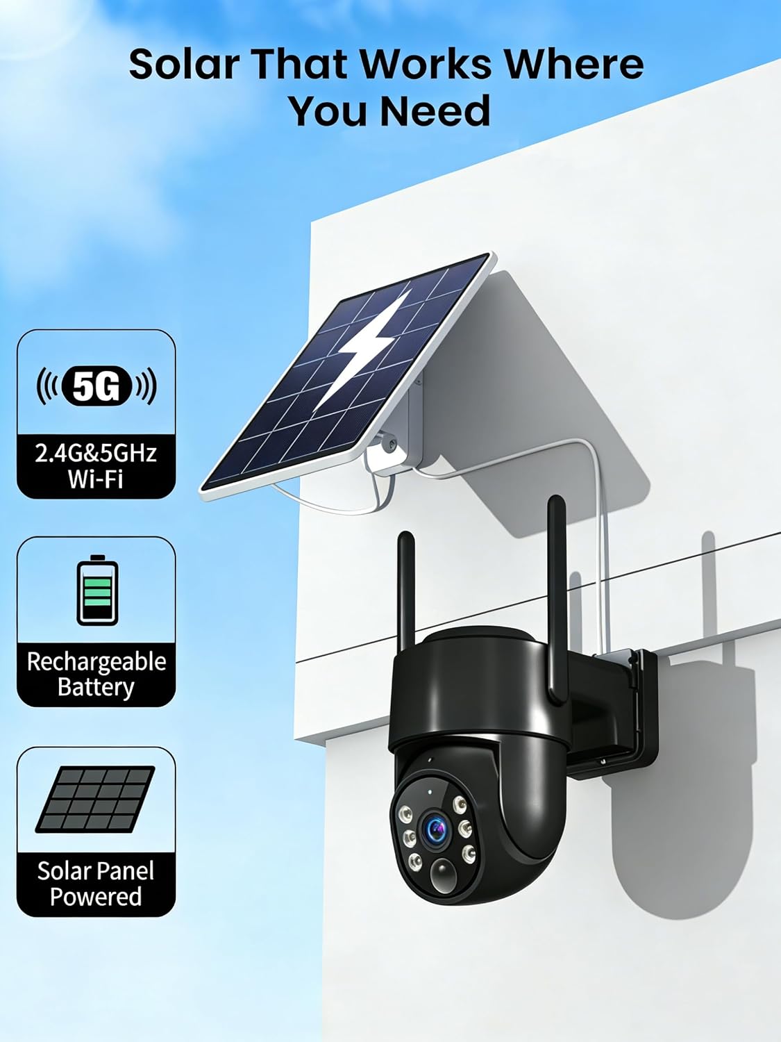 Cámaras de seguridad 2K inalámbricas para exteriores, cámara solar...