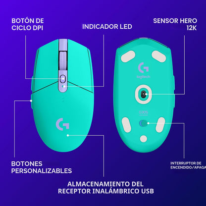 Logitech G Ratón inalámbrico para juegos 305 Lightspeed - Menta | 1...