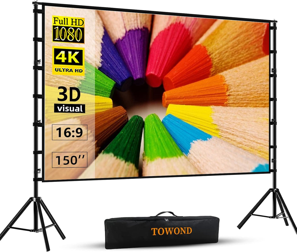 TOWOND Pantalla y soporte de proyector, pantalla de proyección para...