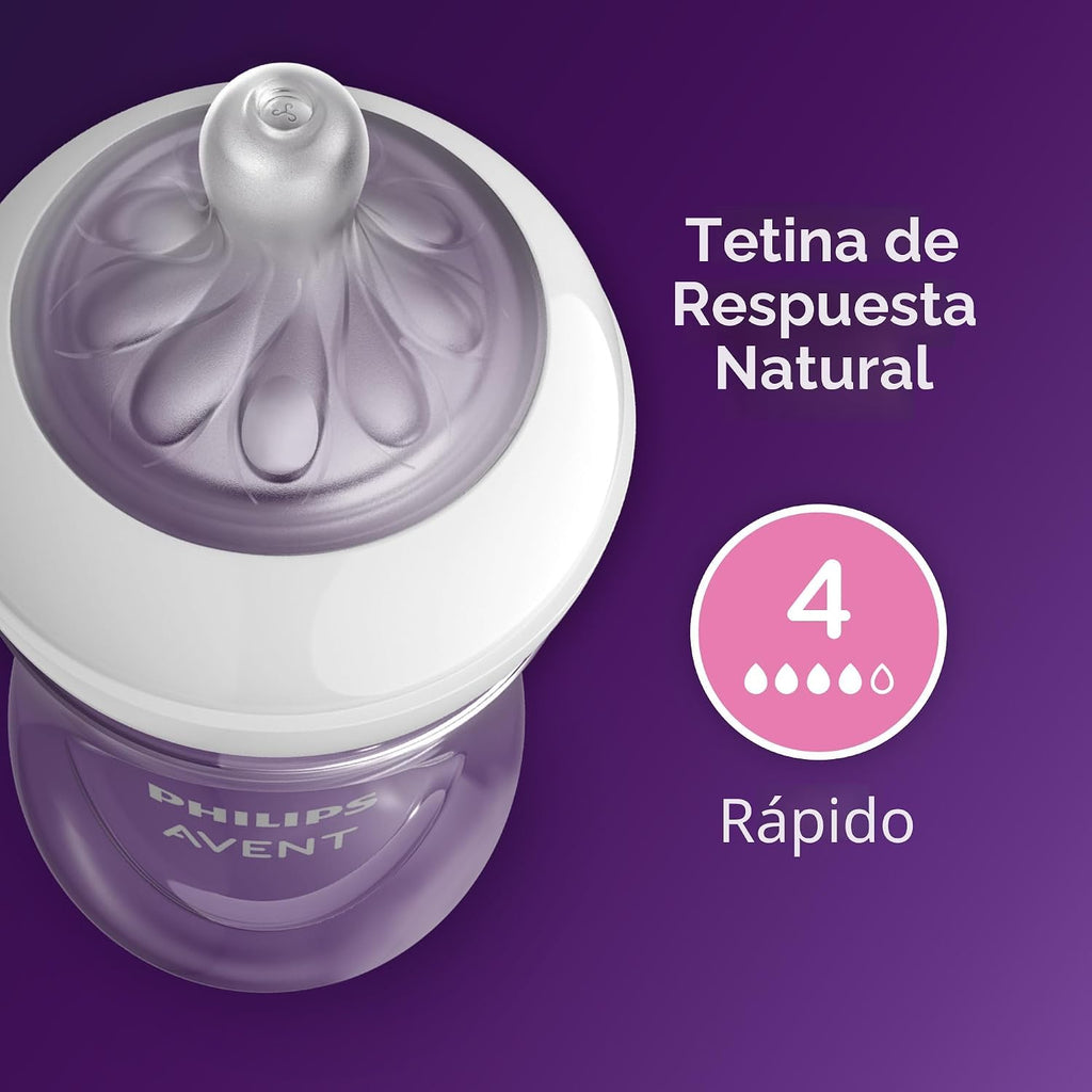 Philips Avent Biberones naturales, flujo rápido, 11 onzas, sin BPA,...