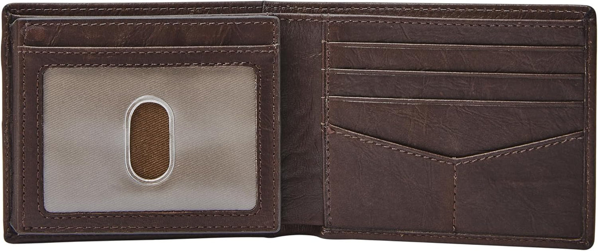 Fossil Billetera plegable de cuero para hombre con ventana de ident...