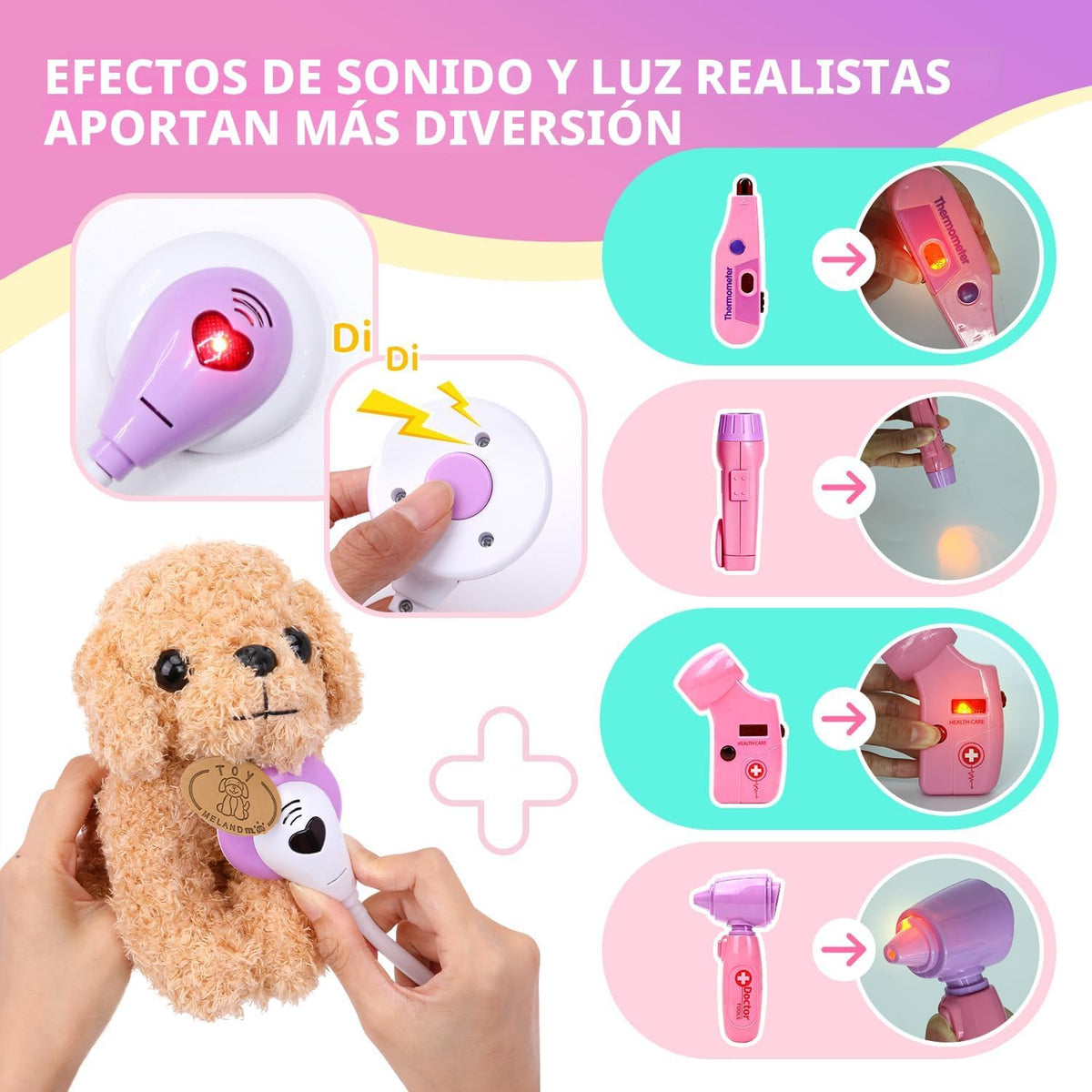 Meland Doctor Kit con cachorro para niñas, juguete de simulación re...