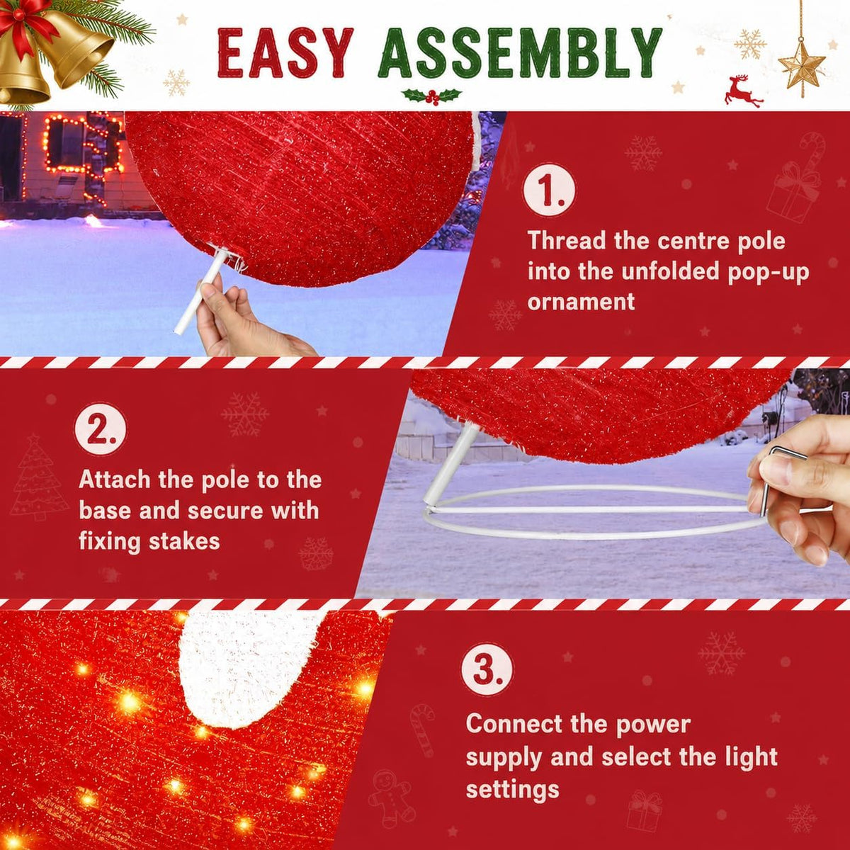 Adornos de Navidad para exteriores, decoración de bolas navideñas e...