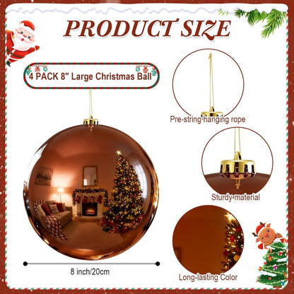 Zubebe 4 piezas Adornos de bola de Navidad extra grandes de 8"...