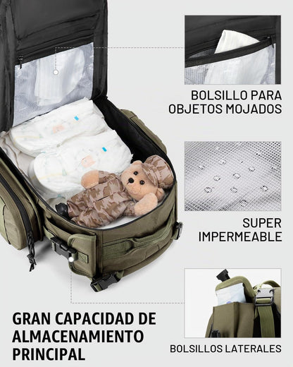 Dinictis Mochila de pañales de 40 L para papá, bolsas de pañales de...