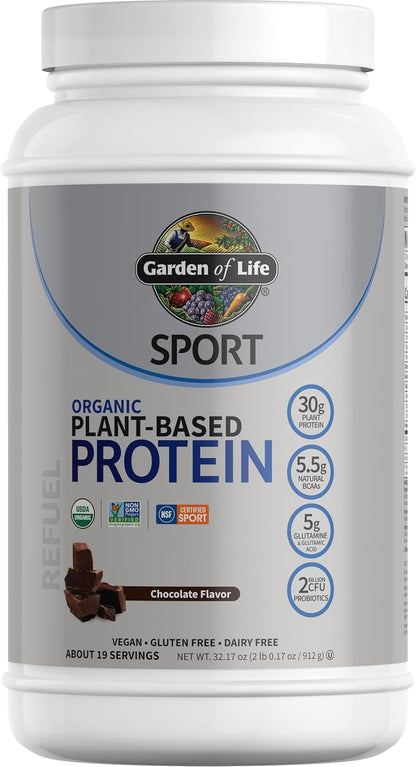 Garden of Life Polvo de proteína vegana orgánica deportiva, chocola...