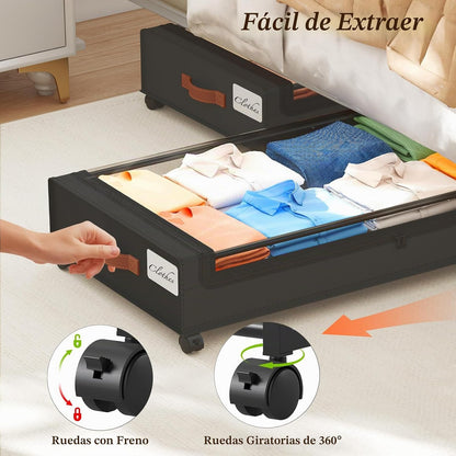 Yecaye Almacenamiento debajo de la cama de 70 L con ruedas, paquete...
