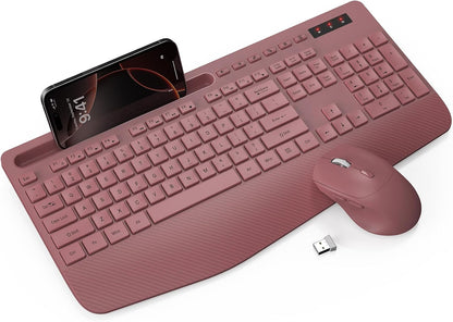 Combo de teclado y mouse inalámbricos: reposamuñecas ergonómico y d...