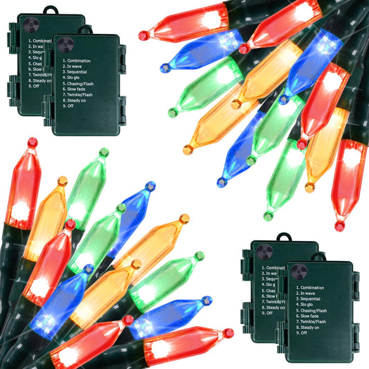 Brightown - Pack de 4 luces de Navidad con 50 LEDs, luces de cadena...