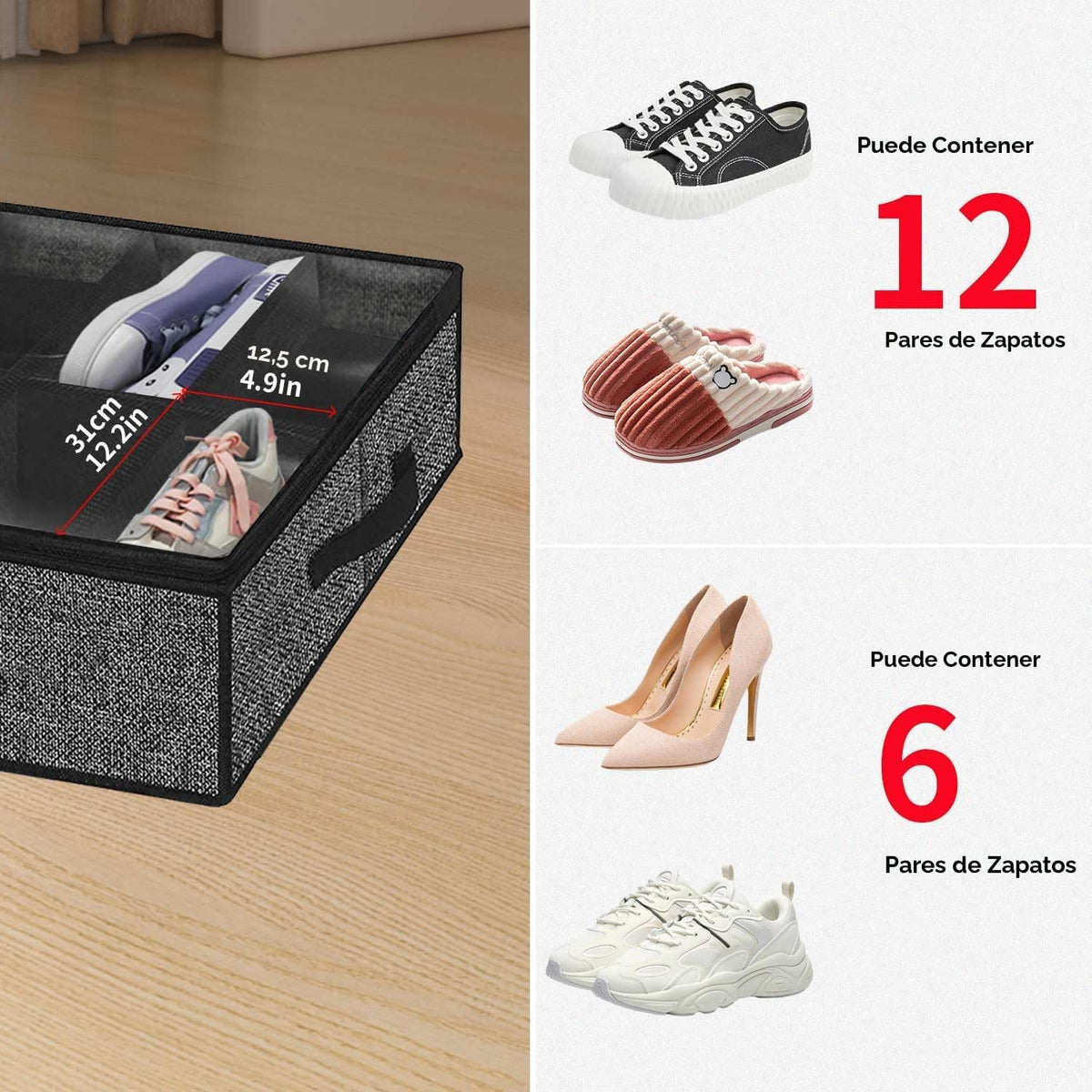 Onlyeasy Organizador de Almacenamiento de Zapatos Debajo de la Cama...