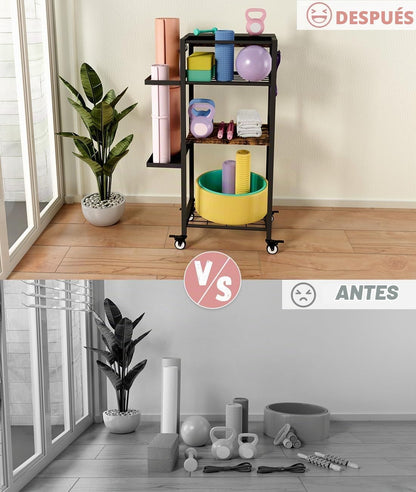 Estante de almacenamiento para esterilla de yoga Ardier con ruedas,...