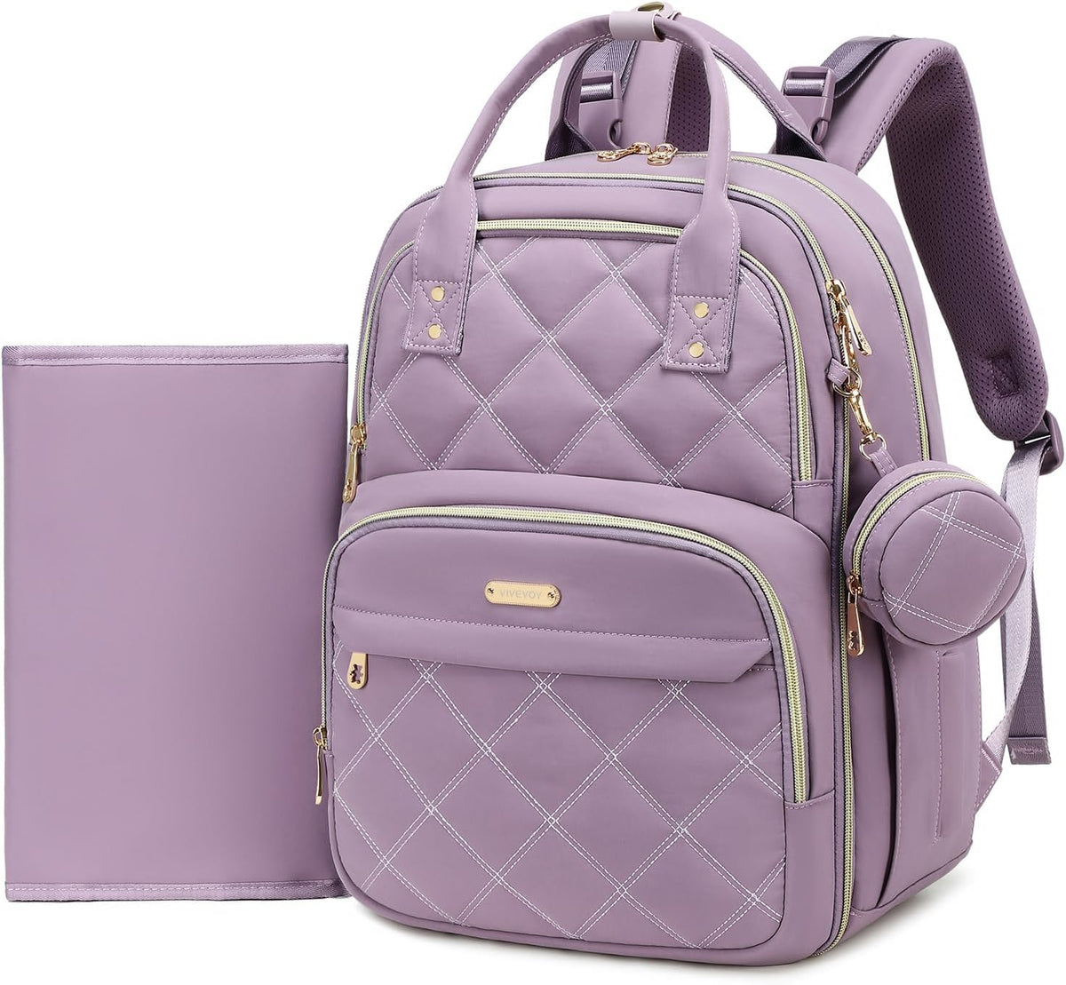 ViveVoy Mochila grande para pañales con cambiador y funda para chup...