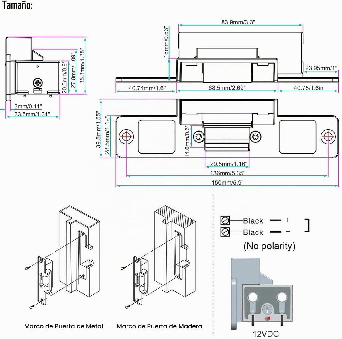 UHPPOTE Control de acceso remoto inalámbrico RF con cerradura de pu...
