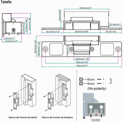 UHPPOTE Control de acceso remoto inalámbrico RF con cerradura de pu...