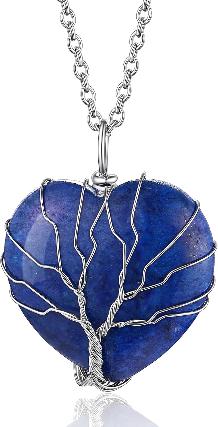 Bestyle Collar de cristal curativo envuelto en árbol de la vida, co...