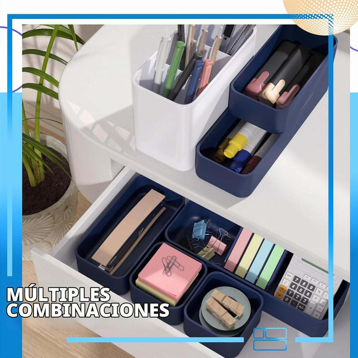 Juego organizador de cajones apilables de 11 piezas, bandejas organ...