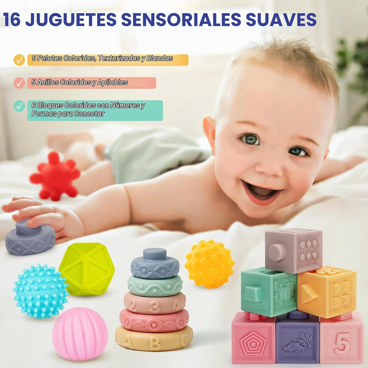 Juguetes para Bebés de 6 a 12 Meses, Juguetes Montessori 5 en 1 par...