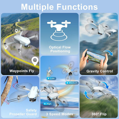 Drone 2K con cámara para adultos y principiantes, mini dron con 2 b...