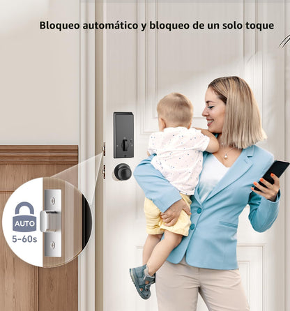 Ulecoce Cerradura de puerta de entrada sin llave con juego de peril...
