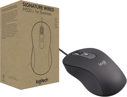 Logitech Signature Wired M520 L Ratón óptico para empresas - Grafit...