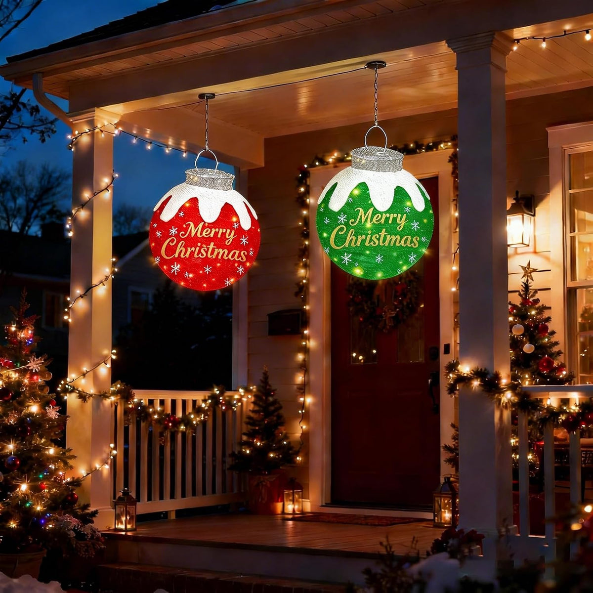 3 adornos de bolas de Navidad para exteriores, decoraciones de Navi...