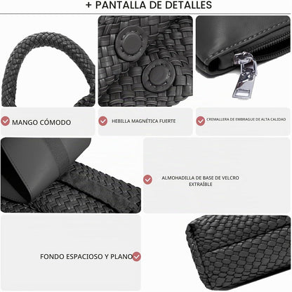 Bolso de mano de mujer con asa superior de cuero vegano tejido a ma...