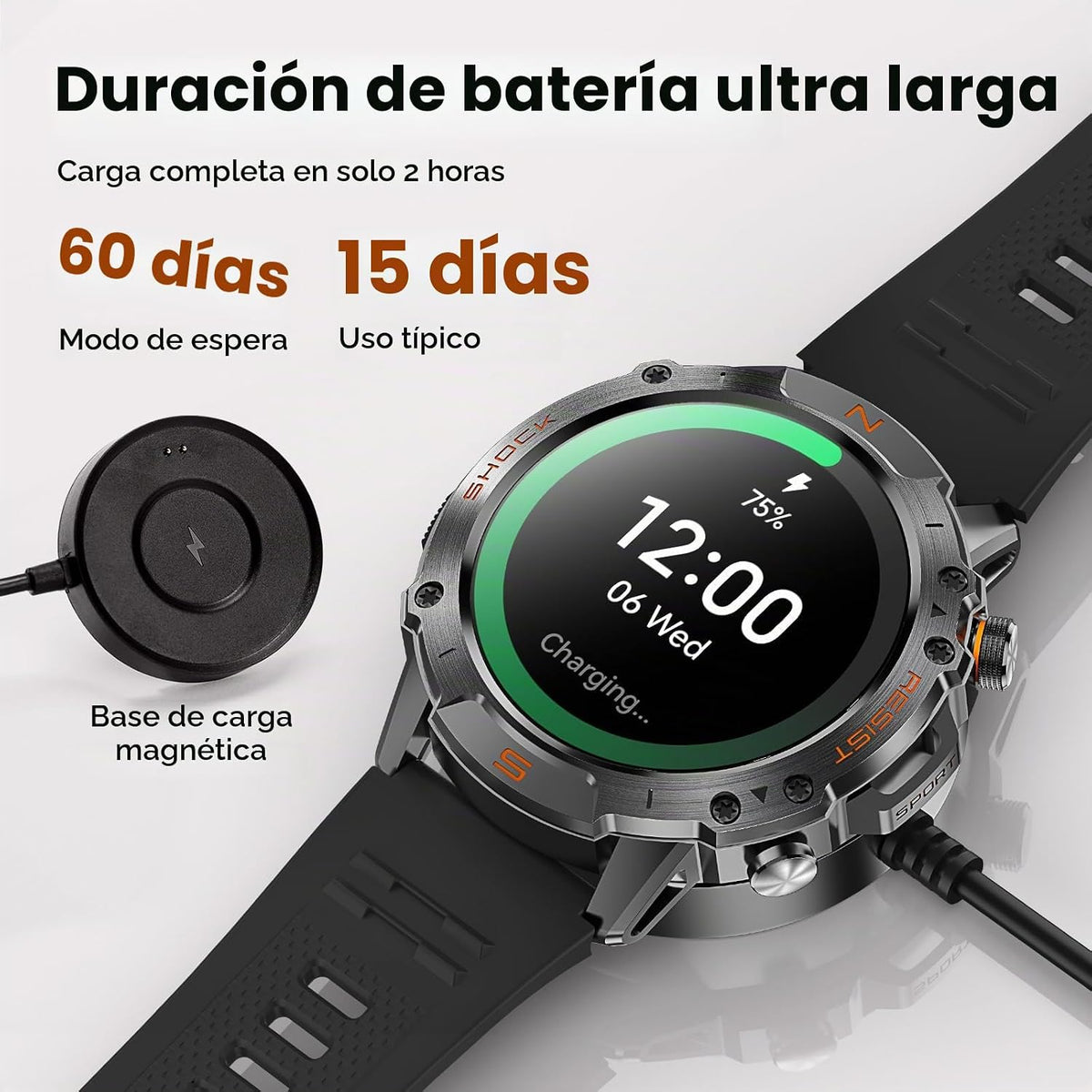 Reloj inteligente para exteriores para hombres, 1,43" AMOLED, resis...