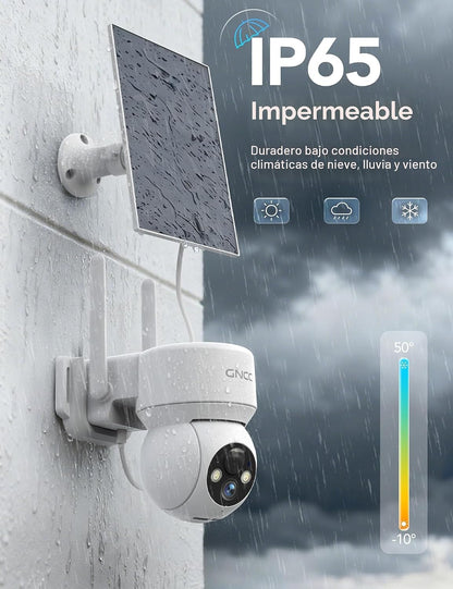GNCC Paquete de 2 cámaras de seguridad solar, WiFi 2.4G y visión no...