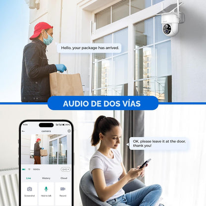 LITYMOL Cámaras de seguridad 2K de visión de 360° inalámbricas para...