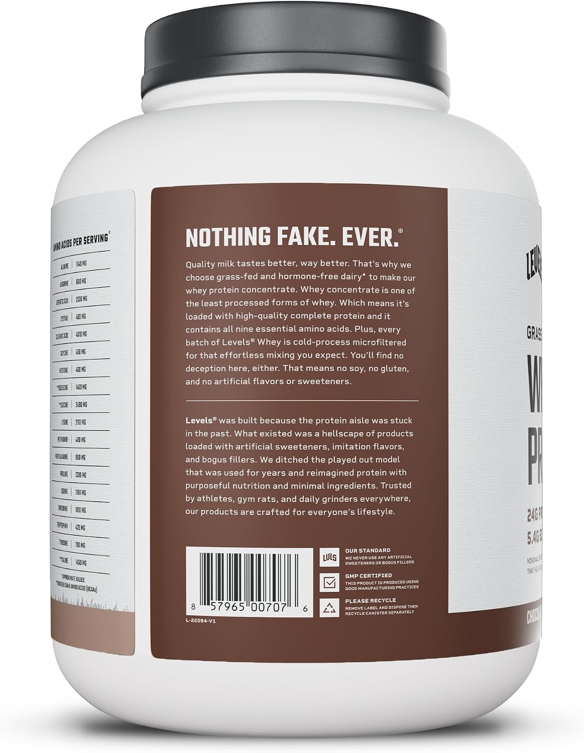 Levels - Proteína de suero en polvo, sin ingredientes artificiales...