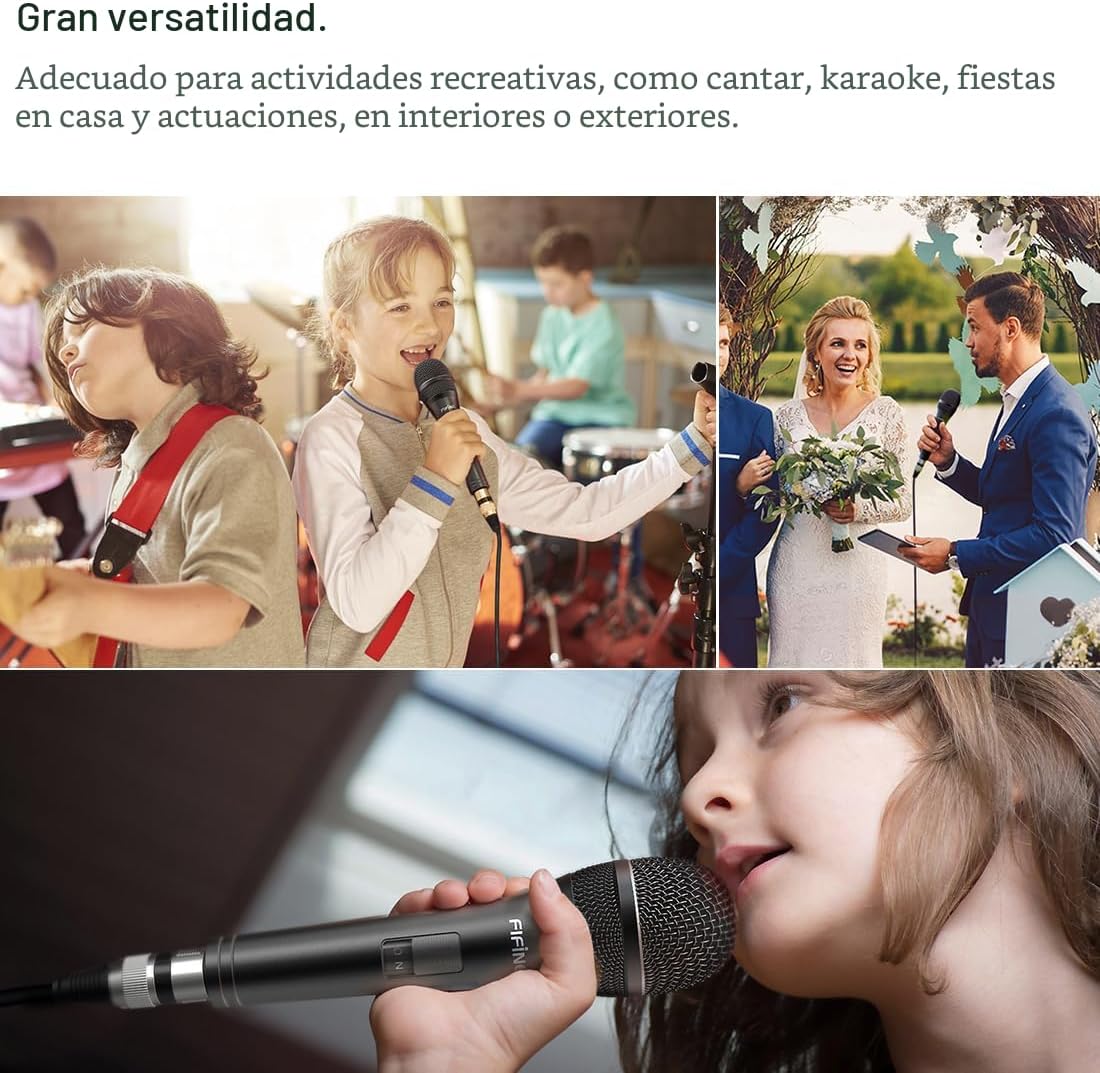 Micrófono de karaoke FIFINE K6 con conector 1\/4\u201D, micrófono v...