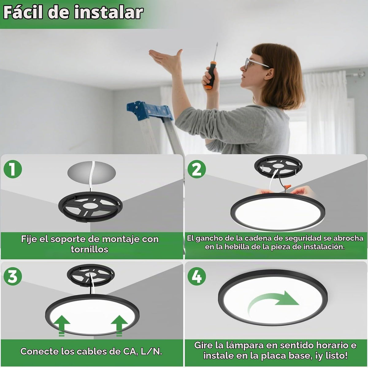 zemty Paquete de 12 luces LED de techo empotradas, 7 pulgadas, 15 W...