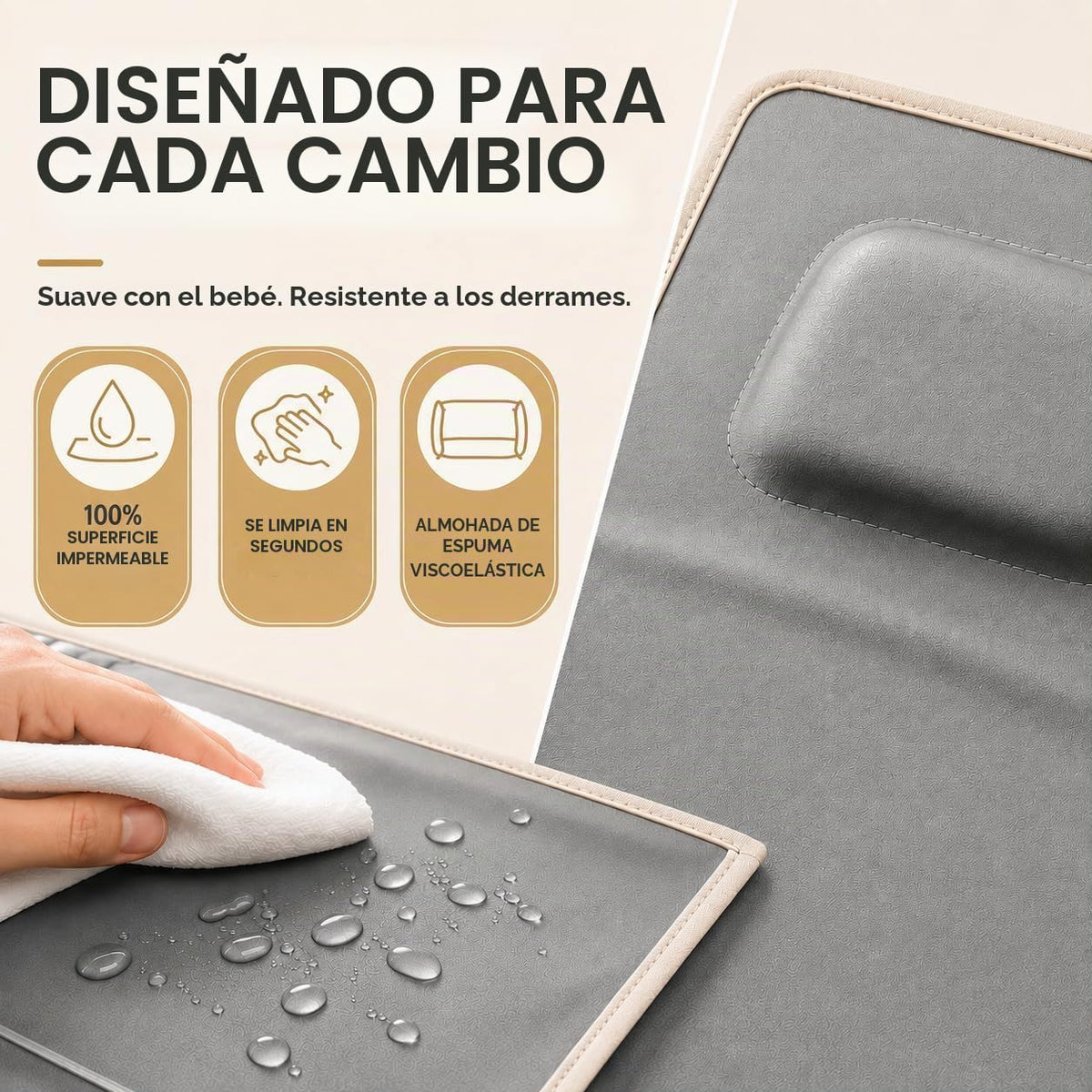 Cambiador de pañales portátil, grande, impermeable, cambiador de vi...