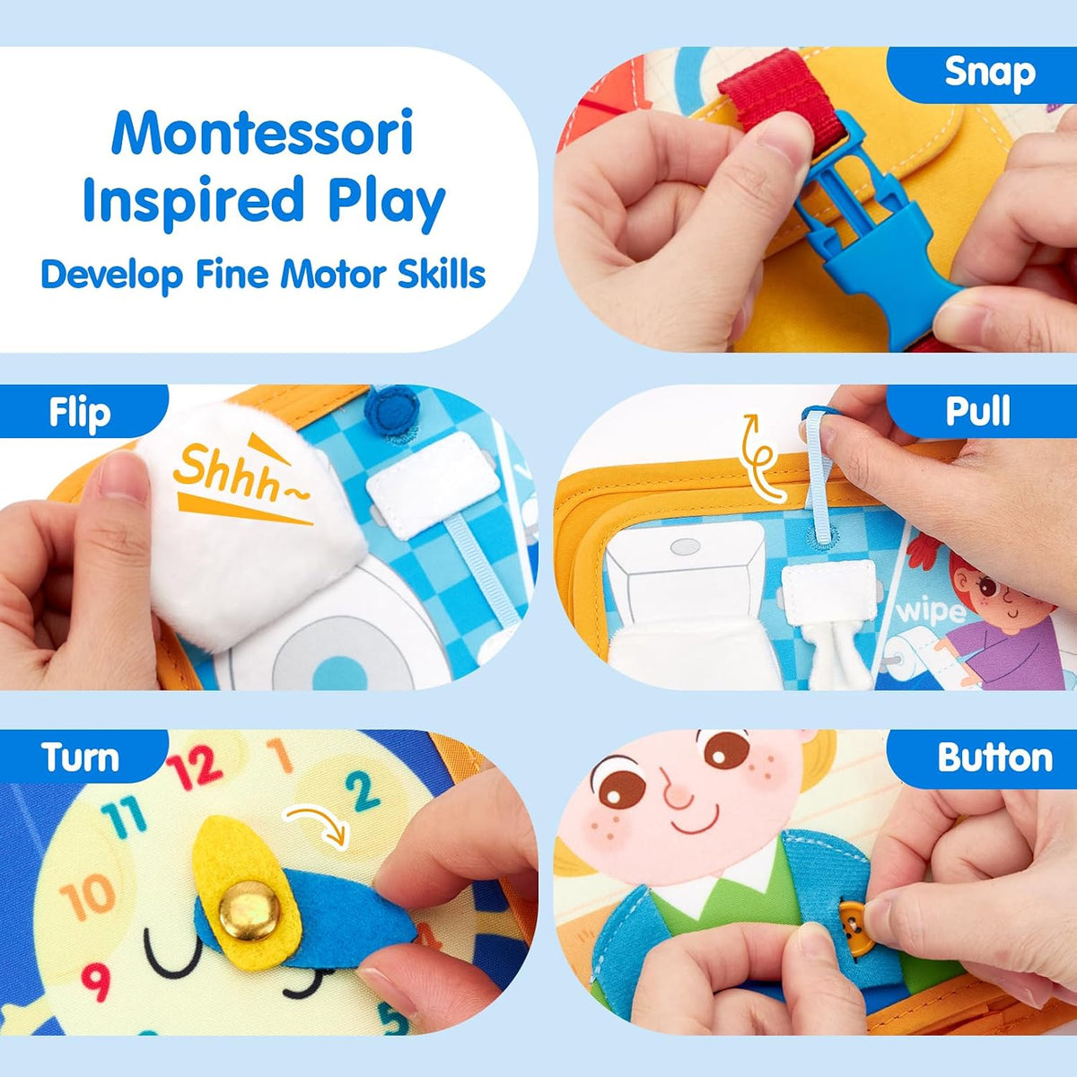 Hahaland Juguetes sensoriales para bebés y libro ocupado para niños...