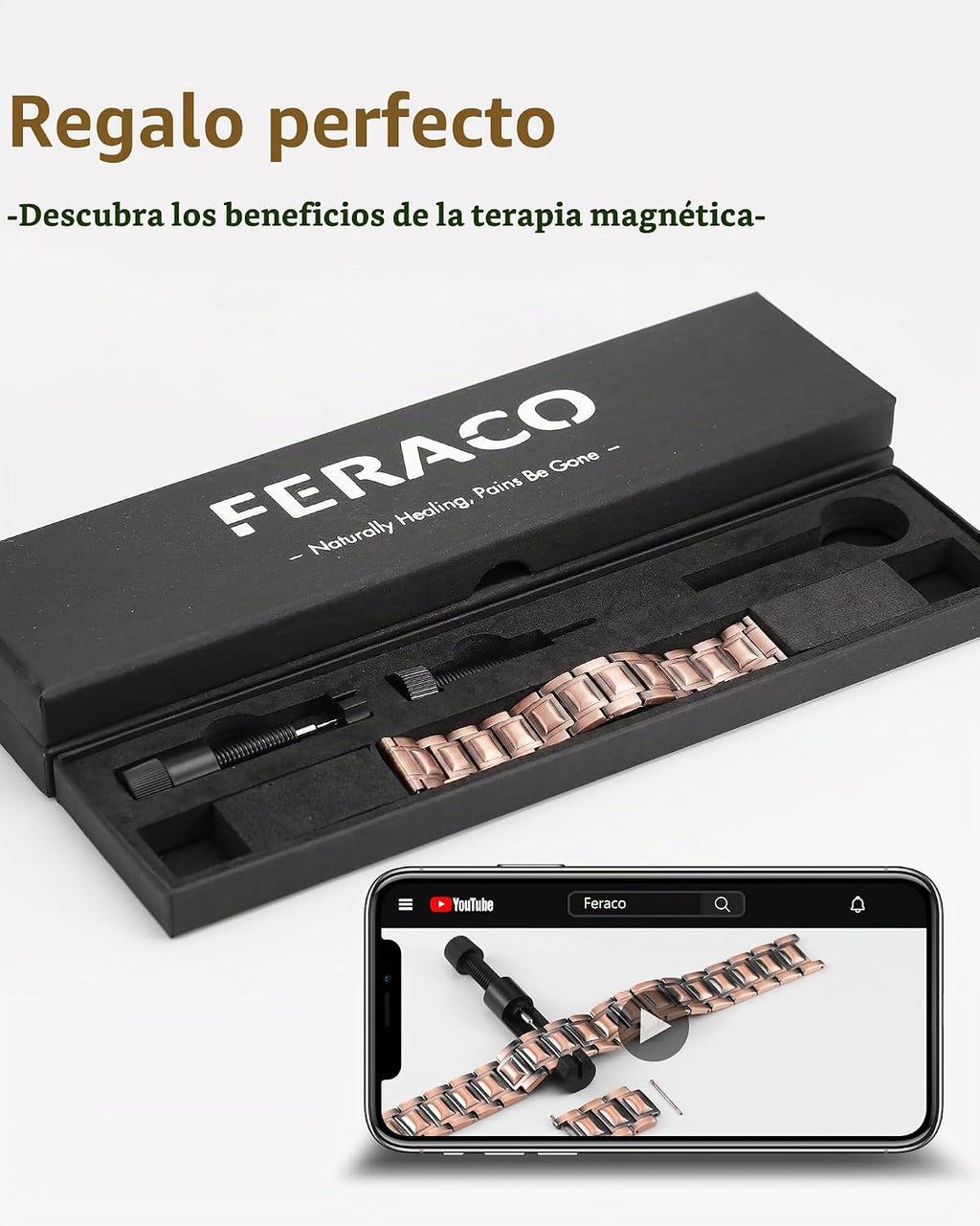 Pulsera de cobre para hombre Feraco, 3 veces más fuerte, pulseras m...