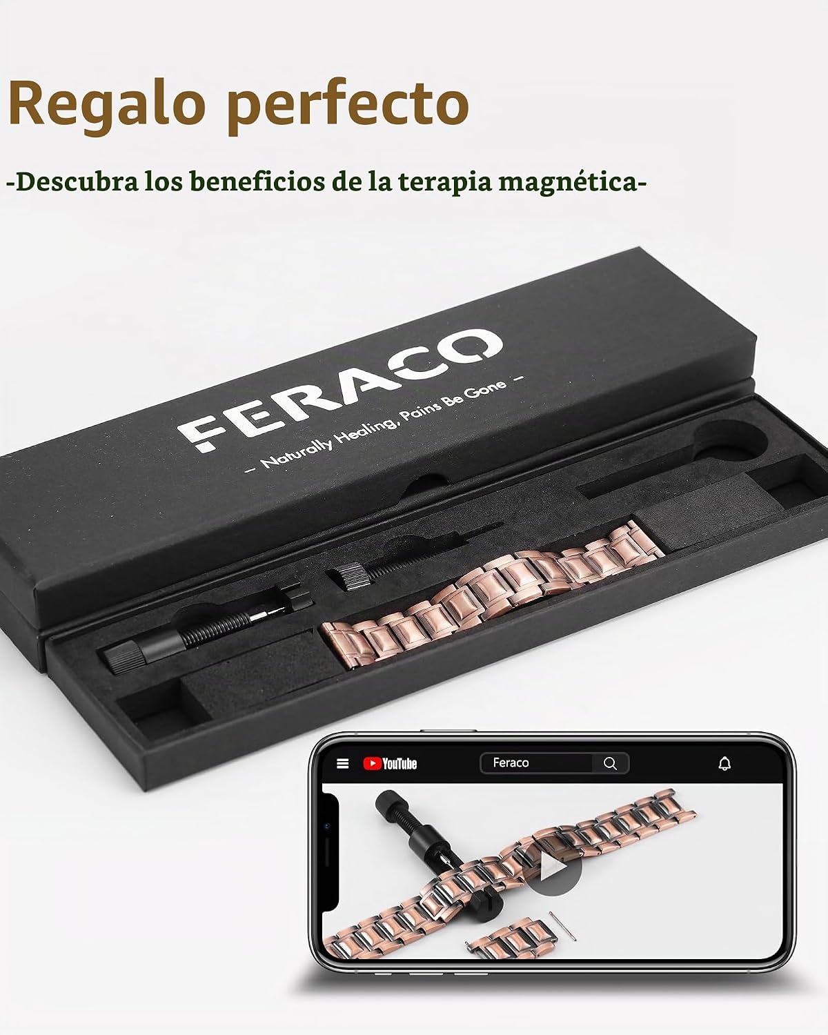 Pulsera de cobre para hombre Feraco, 3 veces más fuerte, pulseras m...