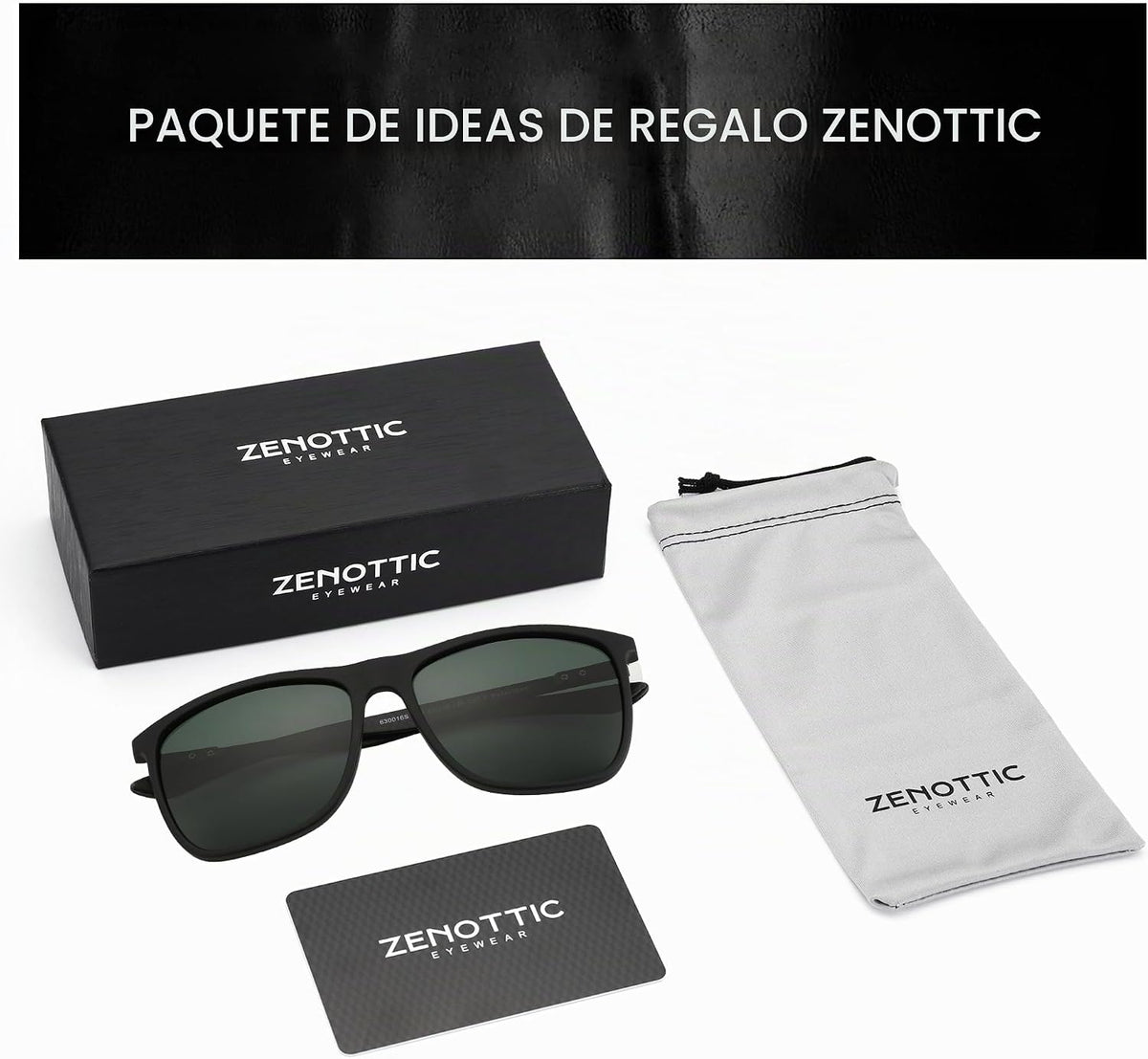 ZENOTTIC Gafas de sol polarizadas cuadradas para hombre, ultraliger...