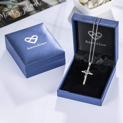 AmorAime Collar con cruz de plata de ley 925 para mujeres y hombres...