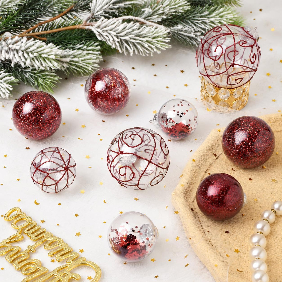 Wironlst Adornos de bolas de Navidad inastillables de plástico tran...