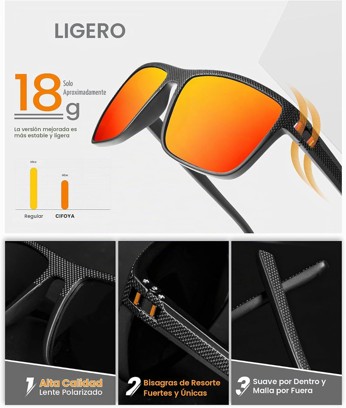 CIFOYA Gafas de sol polarizadas para hombre - Gafas de sol clásicas...