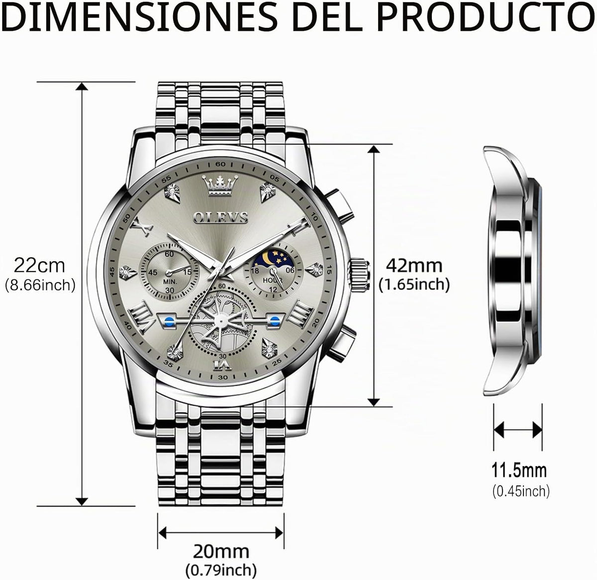 OLEVS Relojes para hombre, resistente al agua, de lujo, gran cara,...