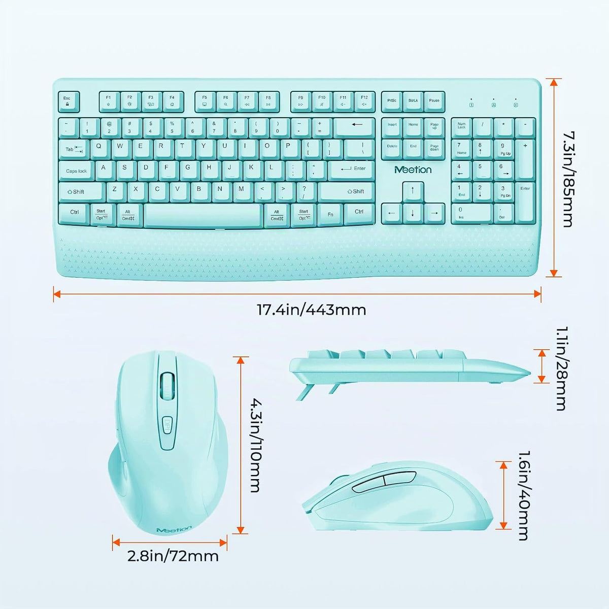 MEETION Combo de teclado y mouse inalámbricos, tamaño completo con...