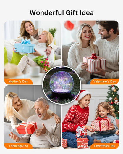 GVSHINE Paquete de 8 luces de bola de vidrio agrietado multicolor d...
