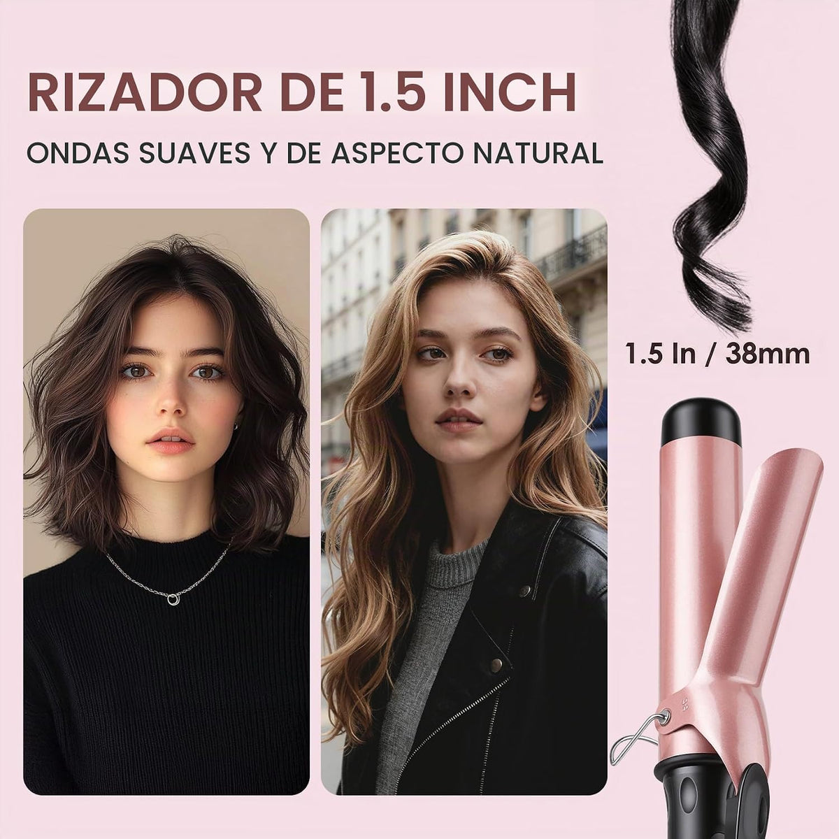 YEGUBEGU Rizador de 1 1\/2 pulgada barril de cerámica grande para c...