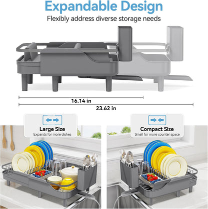 Urackify Escurridor de platos expandible para encimera de cocina pe...